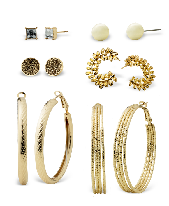 Stud, Hoop and Statement Earring Set