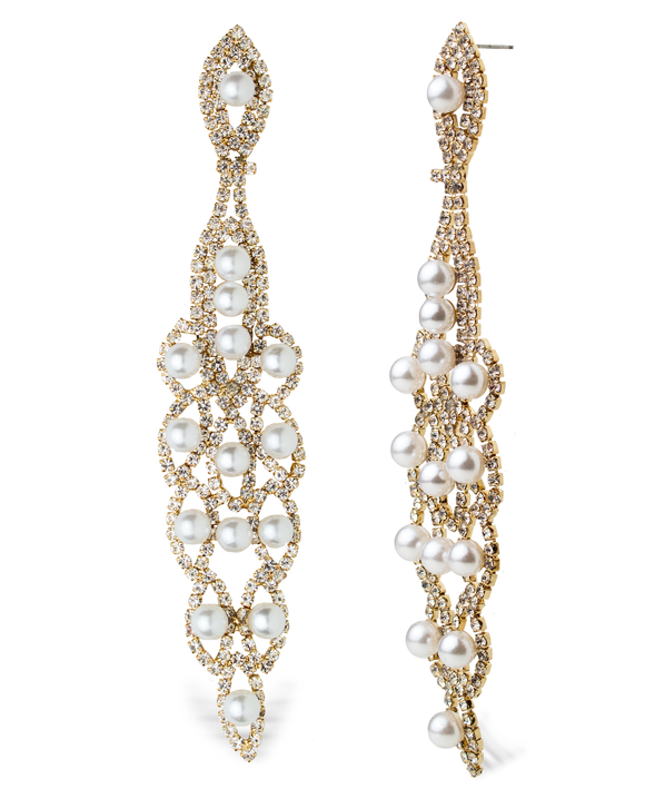 Small Stone and Imitation Pearl Statement Earrings