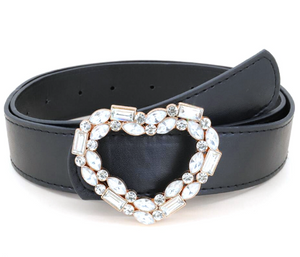 Rhinestone Heart Buckle Belt
